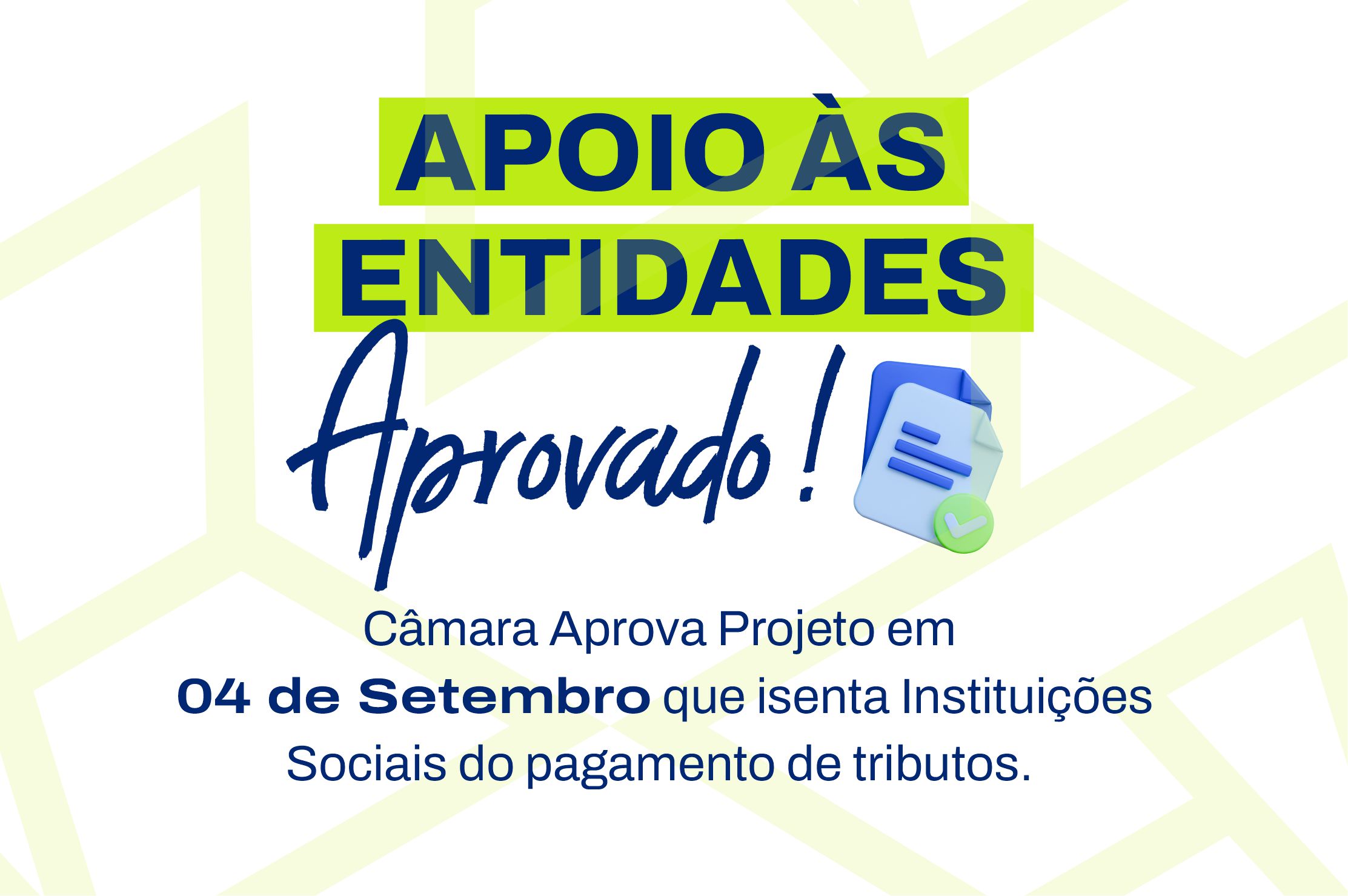 Câmara aprova isenção de tributos para instituições sociais sem fins lucrativos.