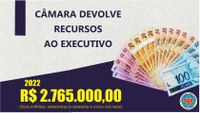 Economia na Câmara proporciona devolução de R$ 2.700.000,00 ao município. 