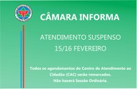 Os serviços da Câmara Municipal não funcionarão no Carnaval.