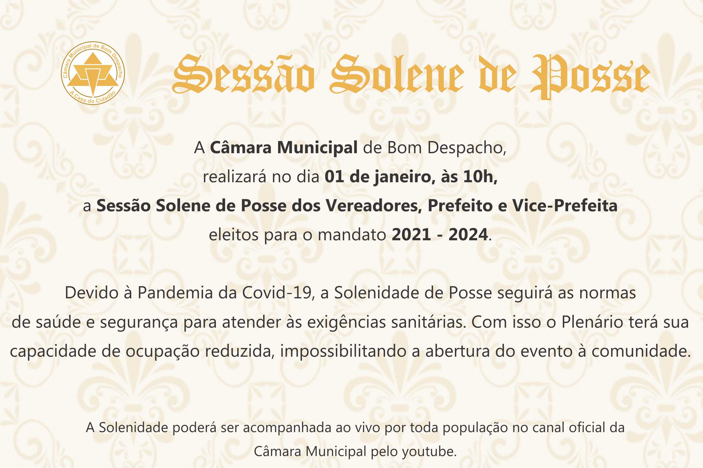 Sessão Solene de Posse - Mandato 2021/2024.