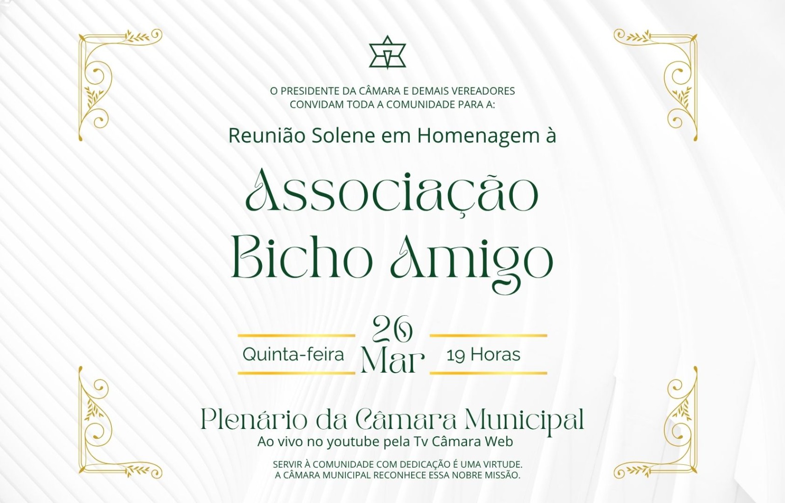 Trajetória de cuidado e compromisso marca homenagem à Associação Bicho Amigo